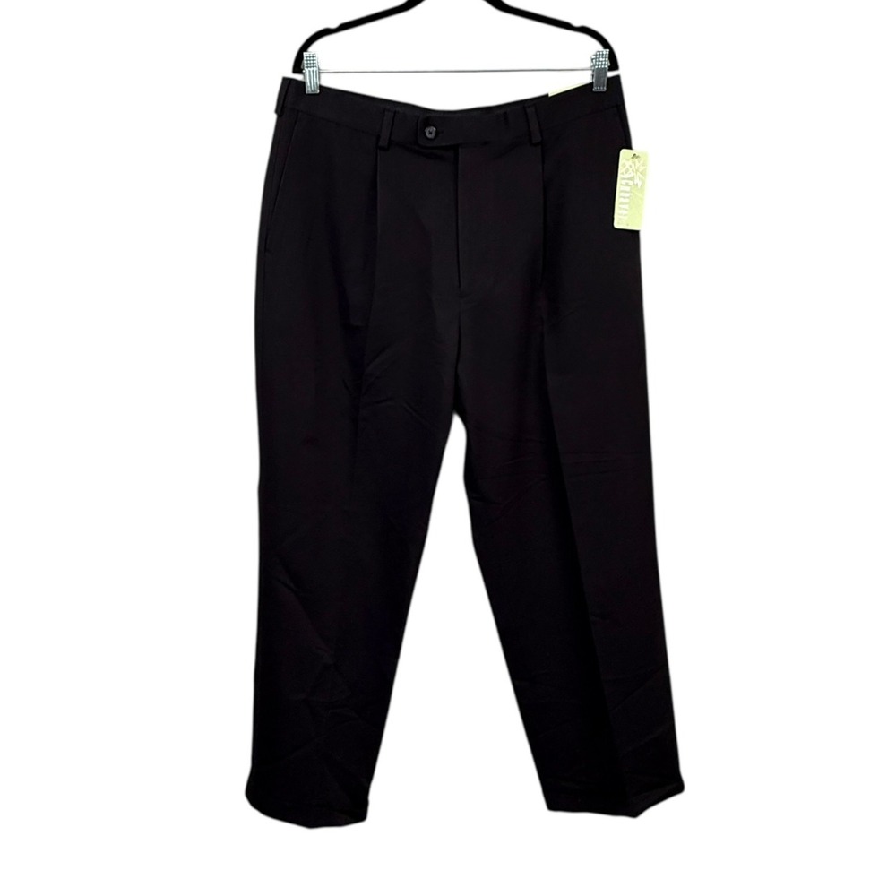 NWT Cubavera Men's Pleated Dress Pants Black Classic Fit Rayon Blend 36x30